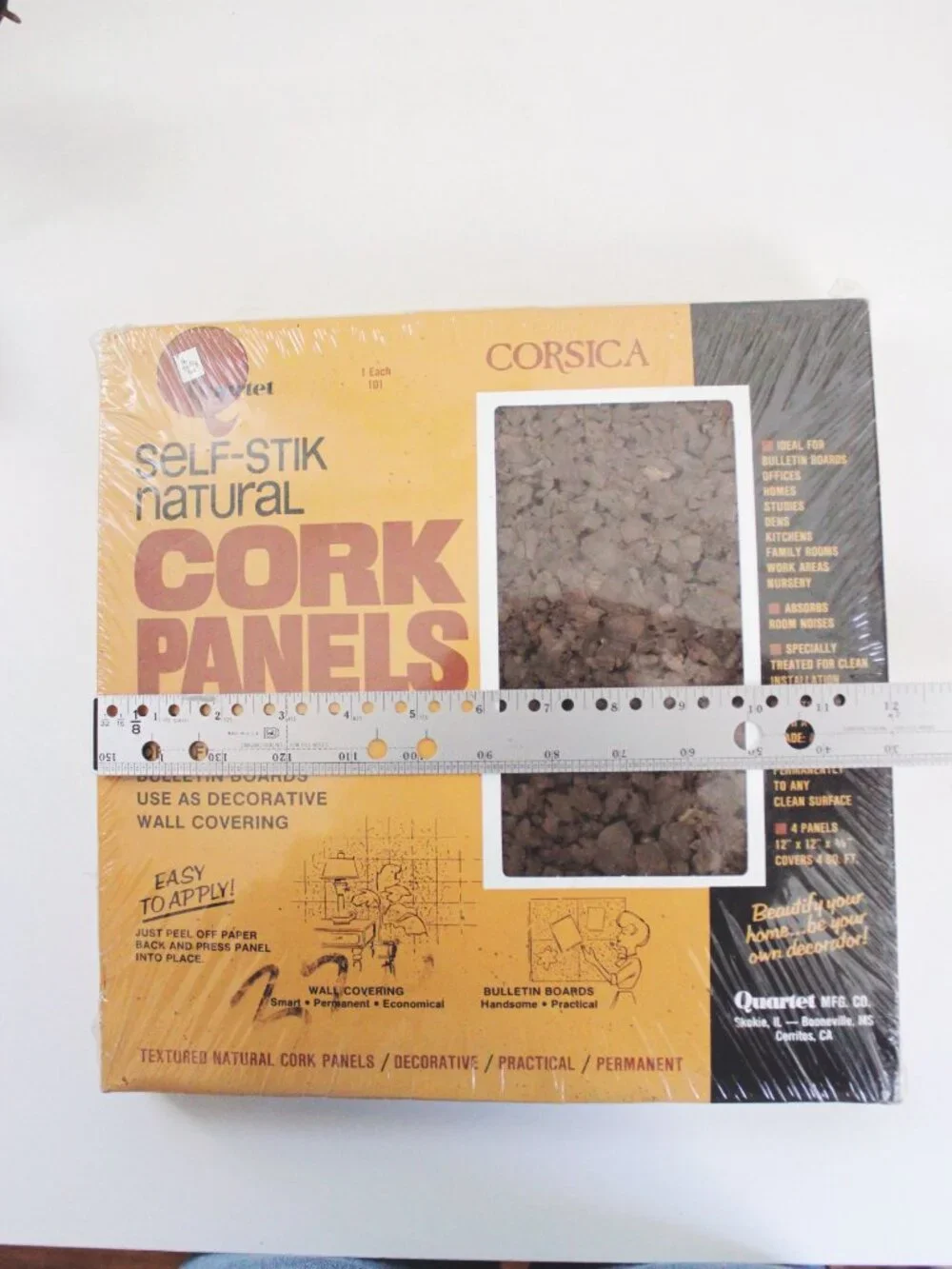Self-Stik Natural Cork Panels 12" X 12" Quartet Corsica DIY Decorative Wall Cove - Picture 4 of 5